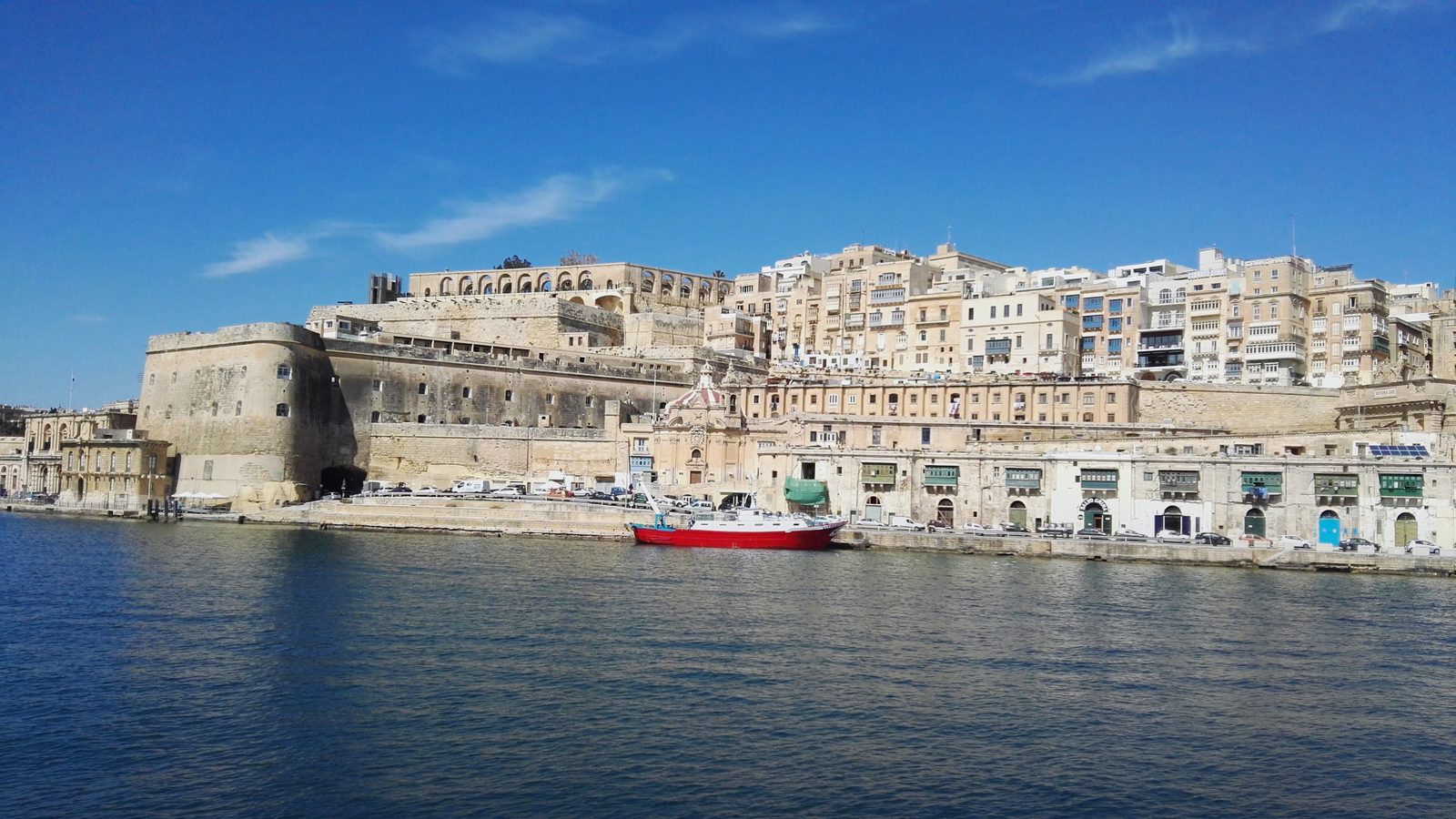 Valletta's fortifications across the Grand Harbour, Malta